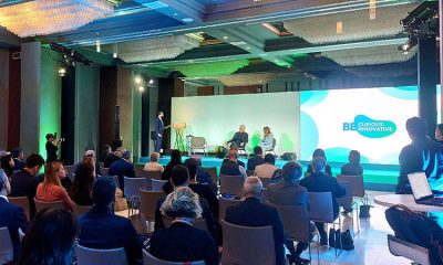 Un momento di Be Curious. Be Innovative, sul palco Riccardo Luna, Mirella Cerutti e Andrea Frollà, moderatore dell'evento